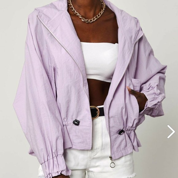 Lilac Pleated Waist Bat Raincoat - Picture 9 of 10
